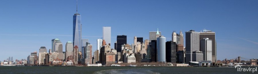 Panorama Nowego Jorku z promu na Staten Island