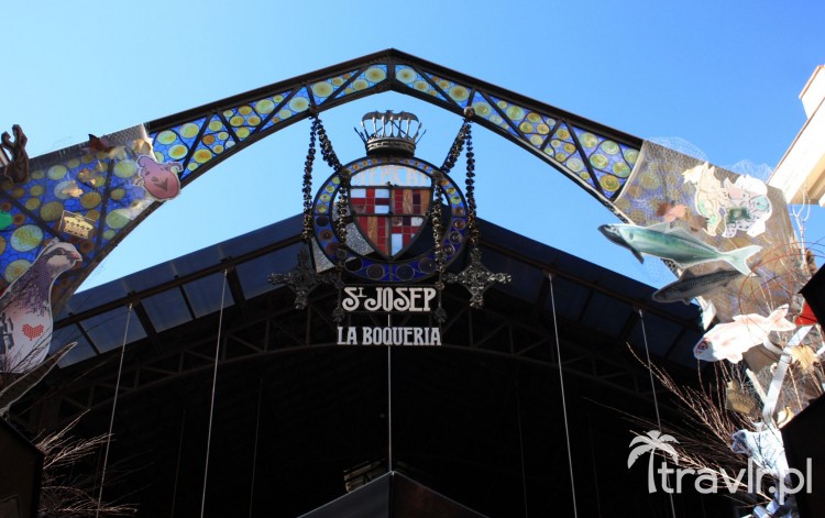 Szyldu targu Mercado da Boqueria w Barcelonie